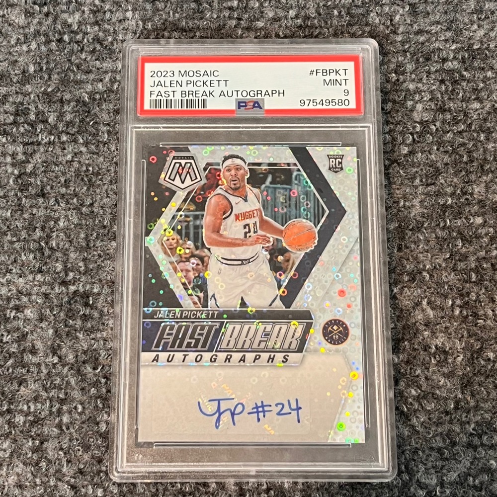 2023 Panini Mosaic Jalen Pickett Fast Break Auto PSA 9 Mint RC #FB-PKT Nuggets